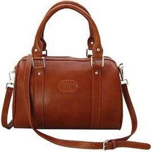 NWOT Terzetto Cognac Pebbled Leather Cowhide Satchel/Crossbody Gold Hardware